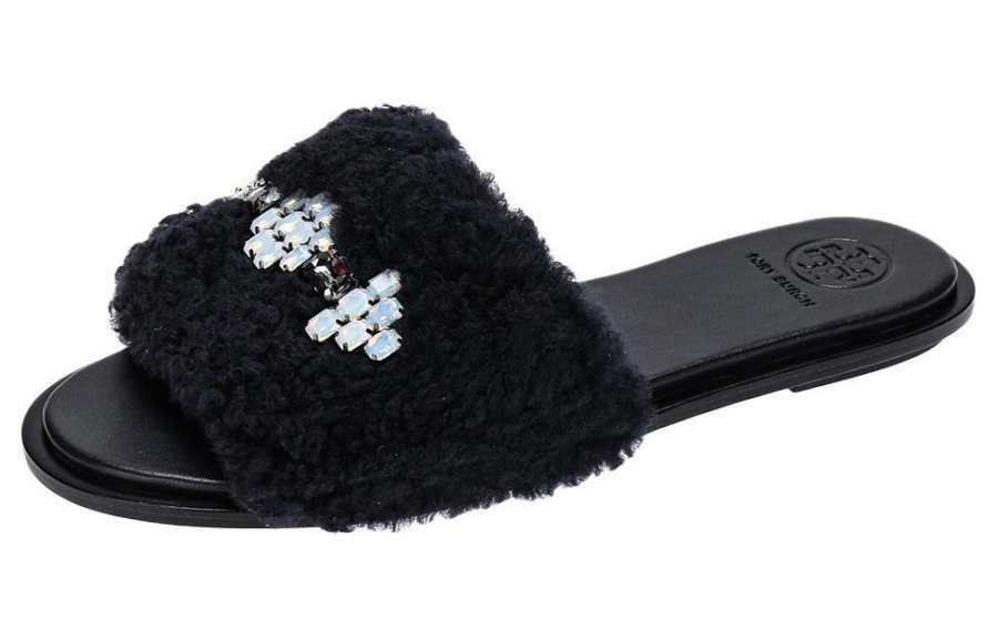 TORY BURCH Crystal Casual Slippers 2cm Women's Dark Blue