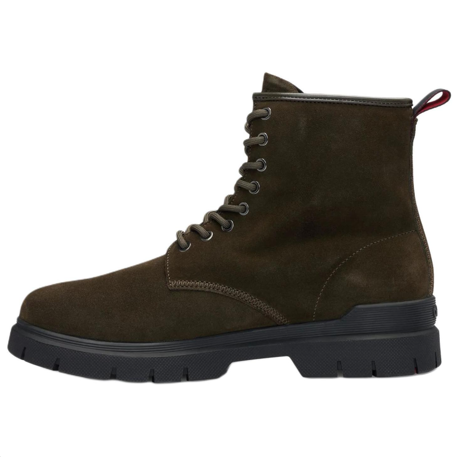 HUGO BOSS Cow Split Leather Ankle Boots Men's Dark Green