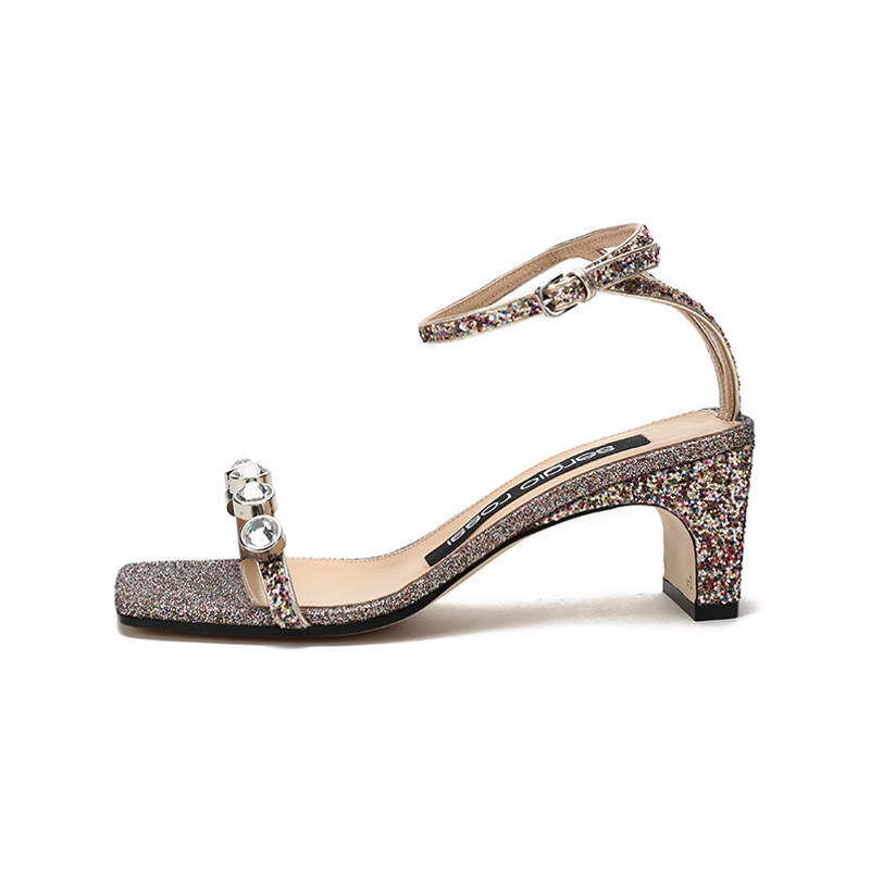 SERGIO ROSSI Sr1 Square Toe High Heel Sandal Women's Multicolor