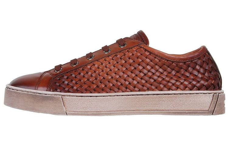 Santoni Leather Stylish Skateboarding Shoes Men's Tan