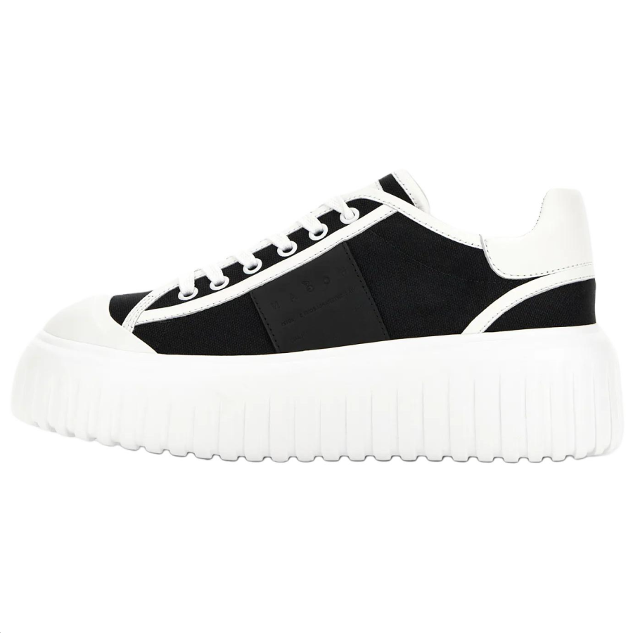 HOGAN H Stripes Canvas Leather Low top Casual Shoes Women's Black White