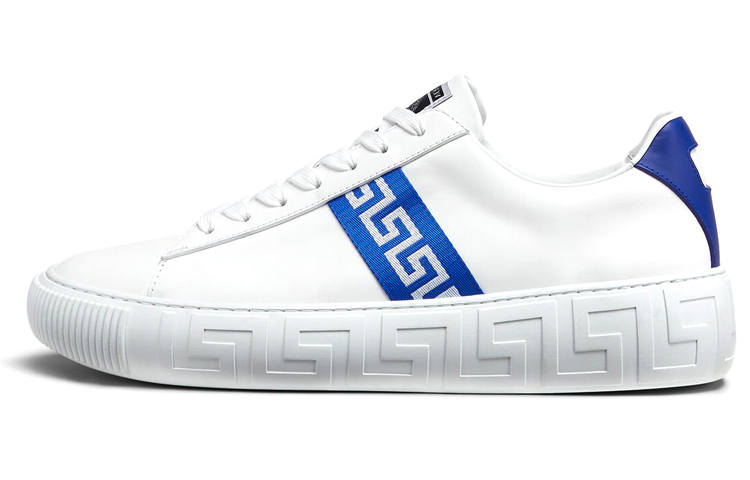 VERSACE VERSACE Greca Lace-up Sneakers White Blue