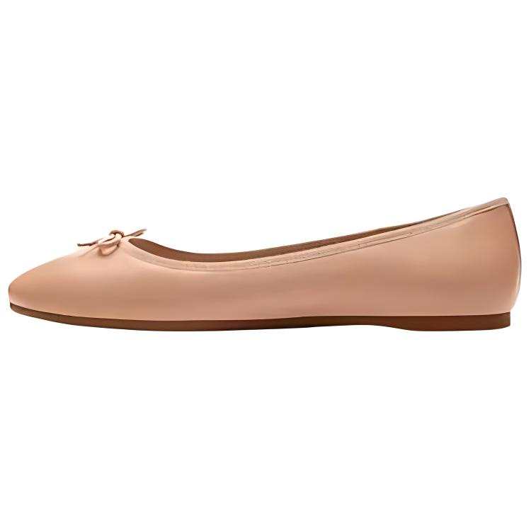 COACH Abigail Leather Flat Casual Shoes 0.6cm Women's Beige