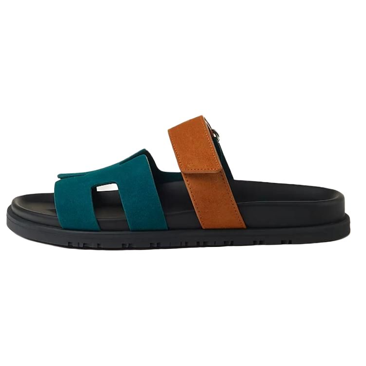 HERMES HERMES Chypre Slide Slippers Women's Blue