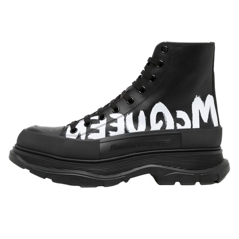 Alexander McQueen Alexander McQueen Tread Slick Boot Leather Graffiti Black White