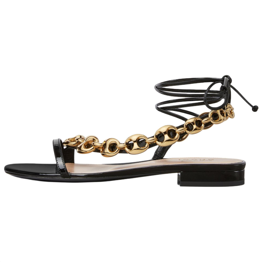 GUCCI Marina Leather One Strap Sandals Women's Black