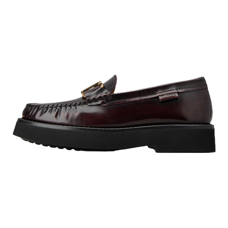 TOD'S Logo Plaque Round Toe Loafers Women's
