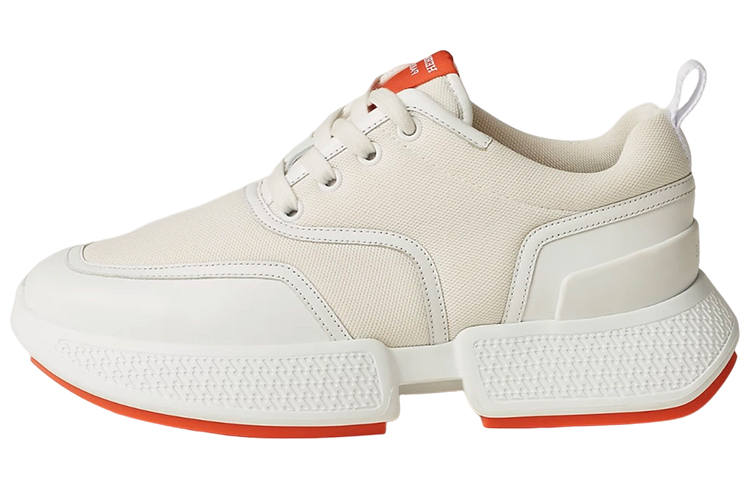 HERMES Giga Mesh, Cow Leather Low top Sports Casual Shoes Women's White