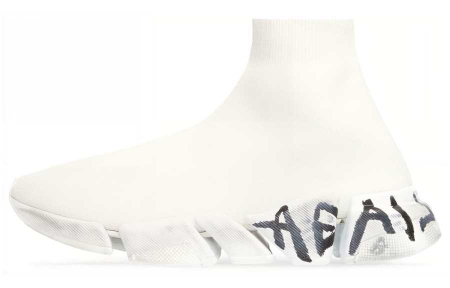 Balenciaga Speed 2.0 Graffiti Recycled Knit White Women's