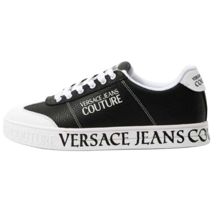 VERSACE JEANS COUTURE Fondo Court 88 Cow Leather Low top Skateboard Shoes Men's Black