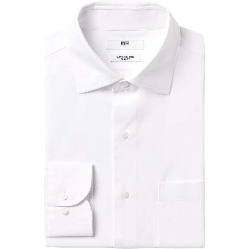 UNIQLO Shirts Men's White Lapel Moderate
