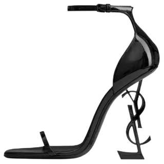 SAINT LAURENT Opyum Patent Leather One Strap Sandals 11cm Women's Black