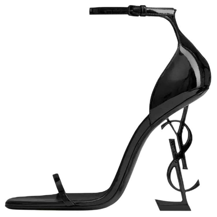 SAINT LAURENT SAINT LAURENT Opyum Patent Leather One Strap Sandals 11cm Women's Black