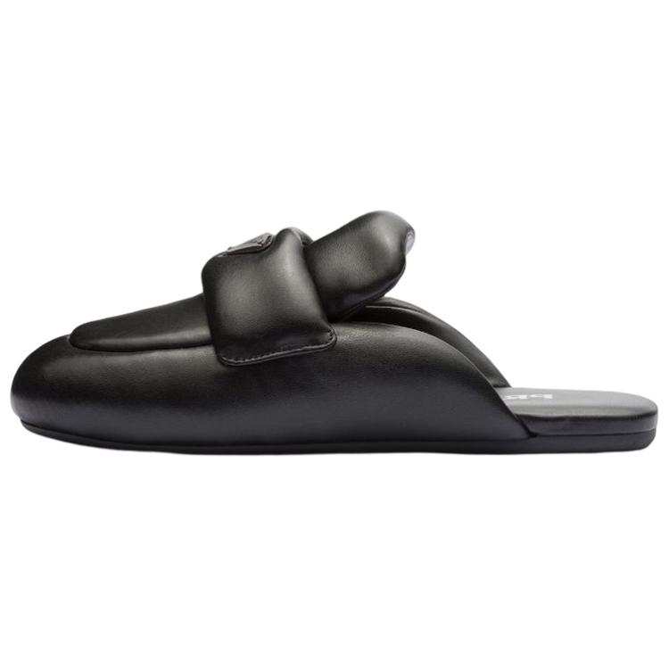 PRADA PRADA Soft Padded 5mm Sabots Black Nappa Leather Women's