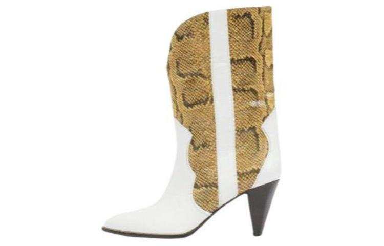 ISABEL MARANT Leather Knee high Boots 8cm Women's White