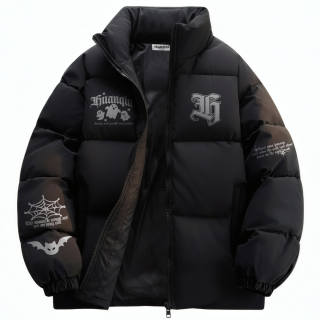 HUANQIU Puffer Jackets Unisex Stand Collar Thickened Padded Puffer Jacket
