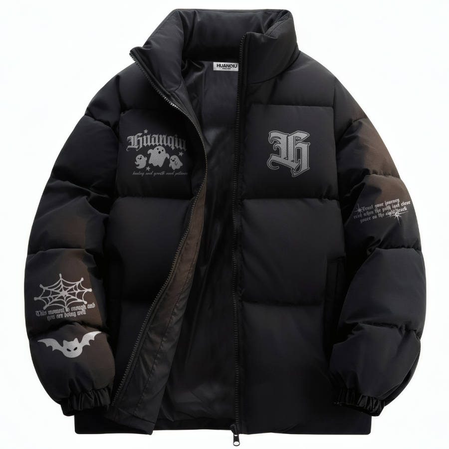 HUANQIU Puffer Jackets Unisex Stand Collar Thickened Padded Puffer Jacket