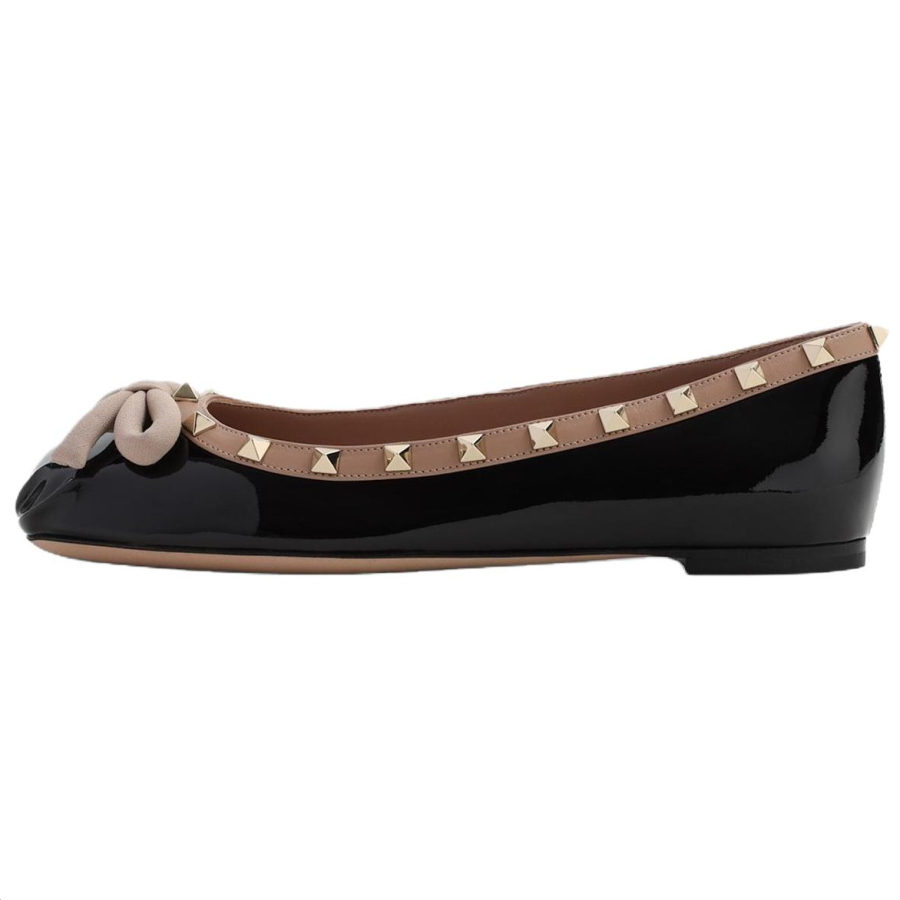 Valentino Rockstud Patent Leather Casual Shoes Women's Black