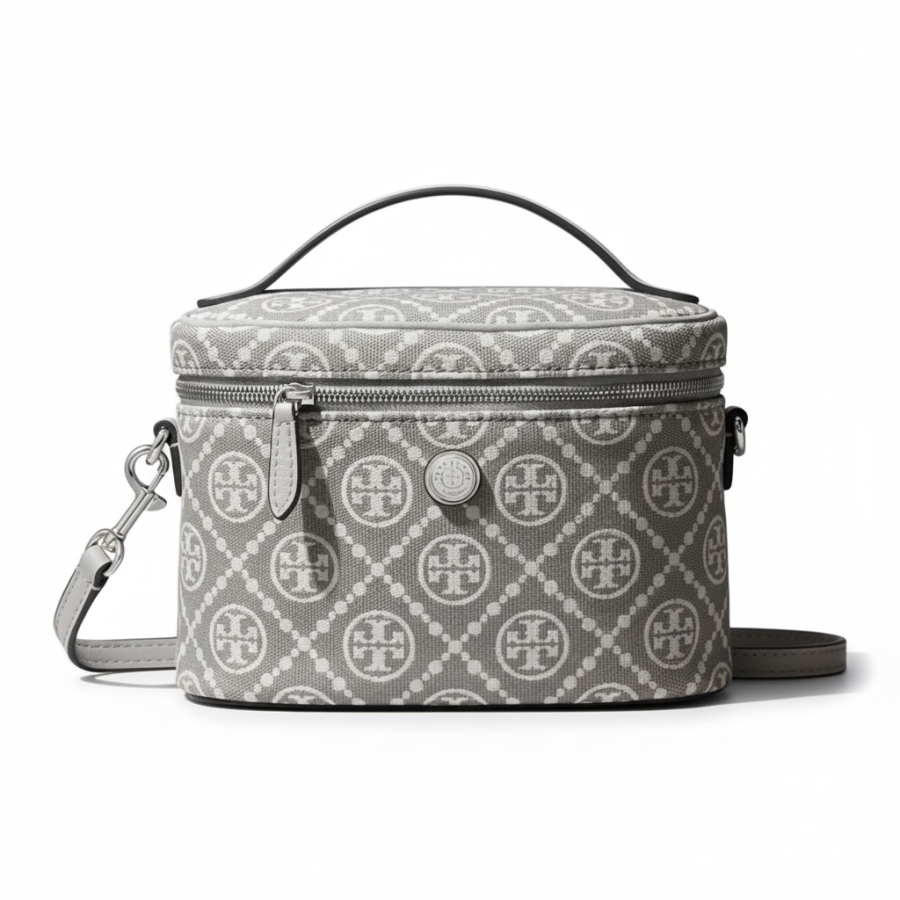 TORY BURCH T Monogram Cotton, Polyester Jacquard One Shoulder Handbag Mini Women's Gray