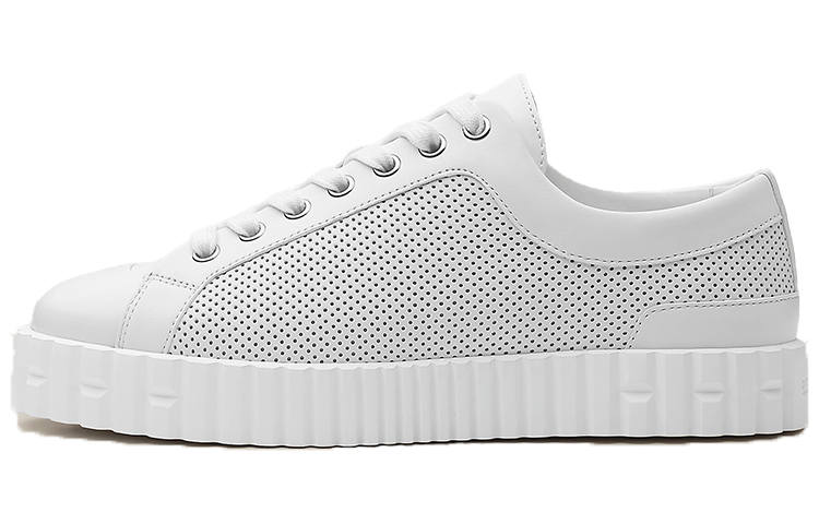 HERMES CROSS Cow Leather, Leather Low top Stylish Skateboarding Shoes Women's White