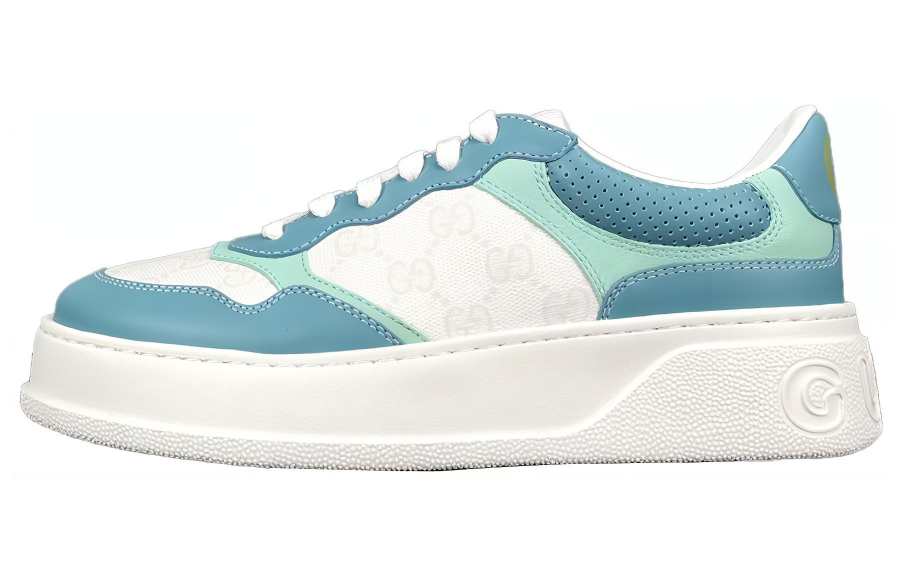 GUCCI Chunky B GG Supreme Leather Low top Stylish Skateboarding Shoes Women's Ecru
