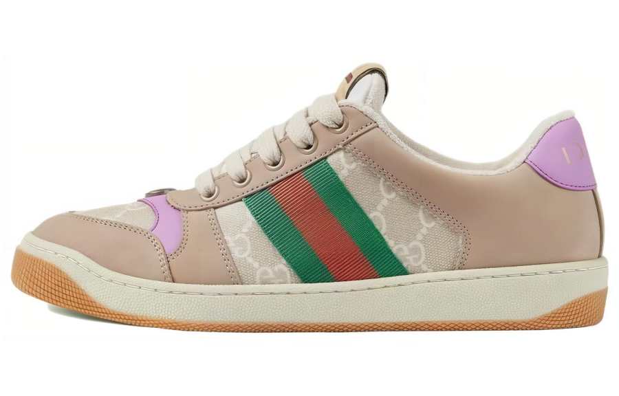 GUCCI Screener Distressed Shoes Canvas Leather Comfortable Low top Stylish Skateboarding Shoes Women's Multicolor