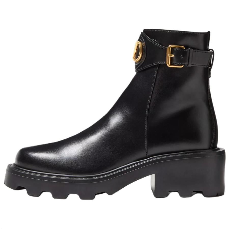 Valentino Logo Plaque Buckle Detailed Ankle Boots Women's