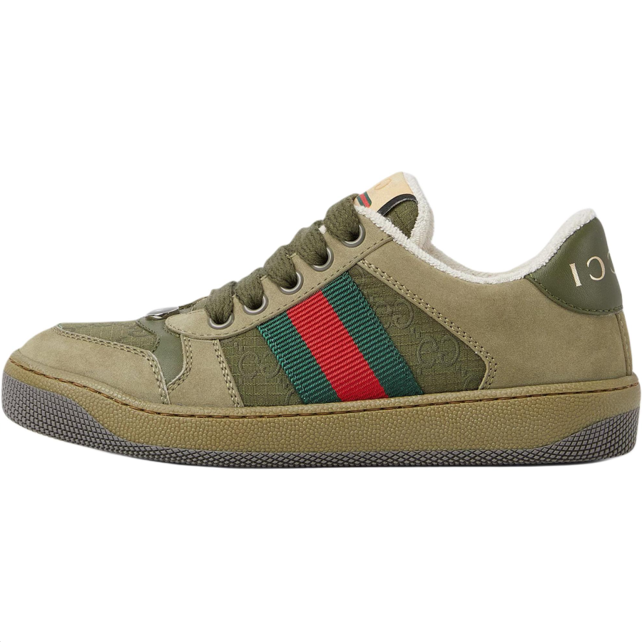 GUCCI Screener Suede Low top Kids' Skateboarding Shoes 2.5cm Green Kids'