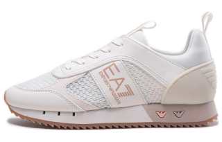 EMPORIO ARMANI EA7 PU, Textile Breathable Low top Casual Shoes Unisex Ecru