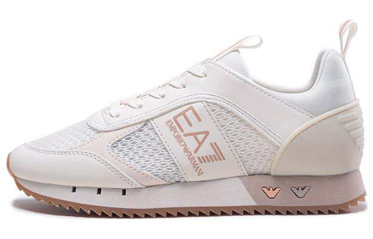 EMPORIO ARMANI EMPORIO ARMANI EA7 PU, Textile Breathable Low top Casual Shoes Unisex Ecru
