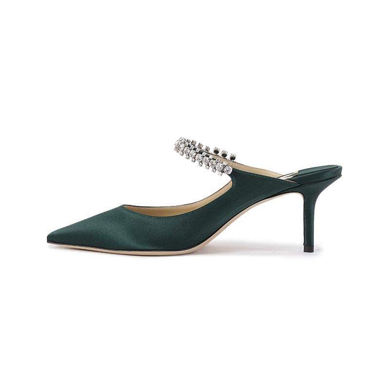Jimmy Choo Bing Closed Toe Slippers 6.5cm Women's Dark Green