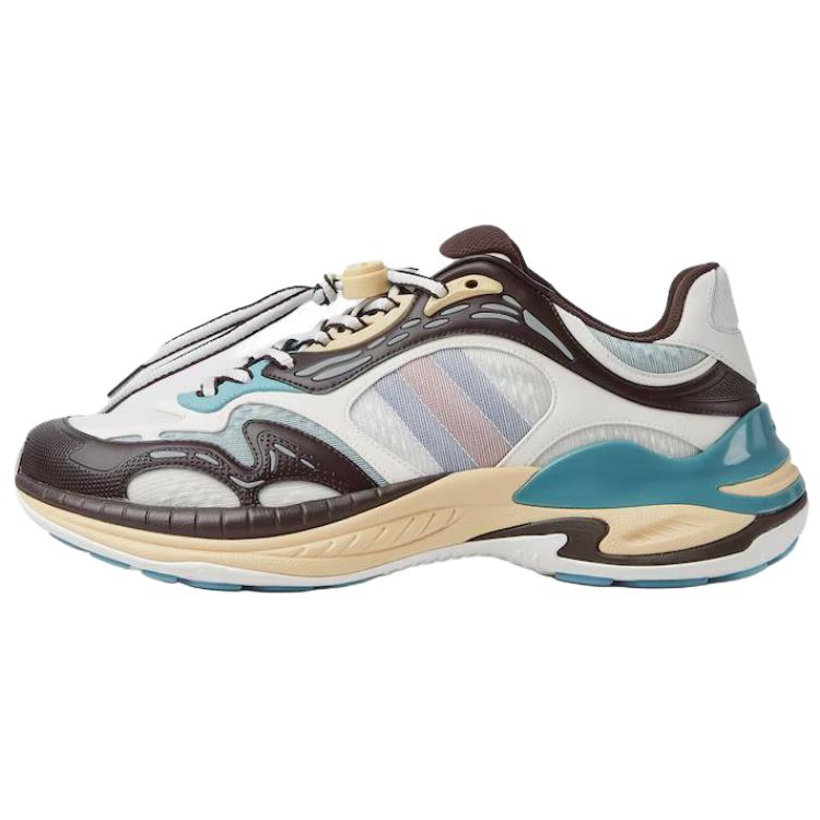 GUCCI 2.0 Mesh, Leather Low top Casual Shoes Men's Gray Brown
