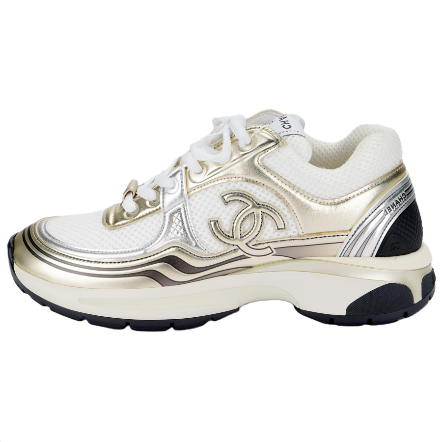Chanel Wmns Cc Logo Sneaker 'White Gold Silver' Women's