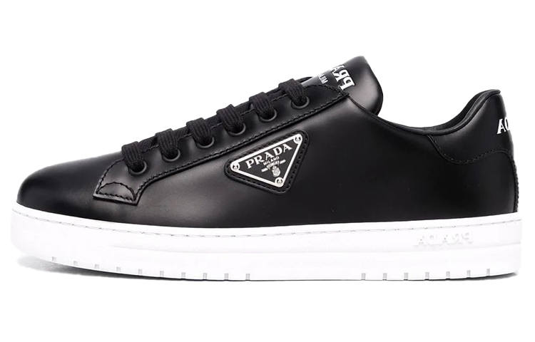 PRADA PRADA Downtown Brushed Leather Sneakers 'Black White' Women's