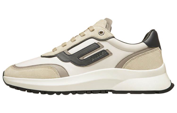 BALLY Leather Low top Sports Casual Shoes Men's Beige Gray White