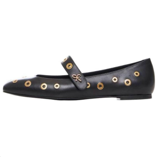 Roberto Festa Leather Flat Mary Jane Shoes Women's Black