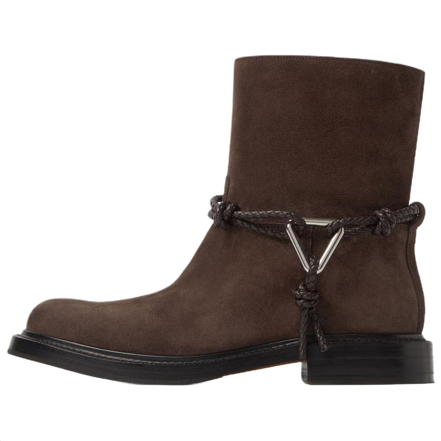 Bottega Veneta James Cow Leather Ankle Boots Women's Chocolate Brown