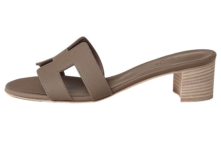 HERMES Oasis Slip on Slide Slippers Women's Elephant Gray