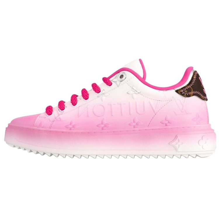 LOUIS VUITTON Time Out Cow Leather Low top Skateboard Shoes Women's Pink