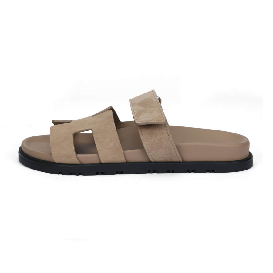 HERMES HERMES Chypre Slide Slippers Women's Brown