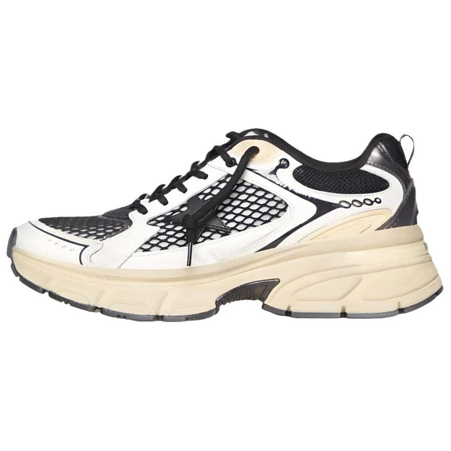 Golden Goose Lightstar Deluxe Brand Mesh, Cow Leather Low top Casual Shoes Men's Black