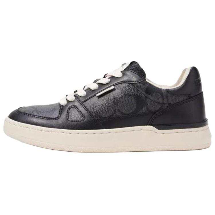 COACH Leather Abrasion Resistant Low top Skateboard Shoes Women's Black