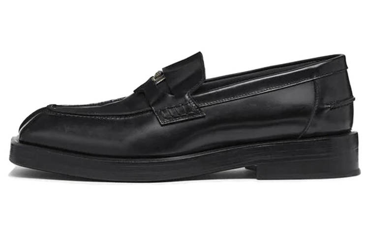 VERSACE Leather Slip on Casual Shoes Men's Black