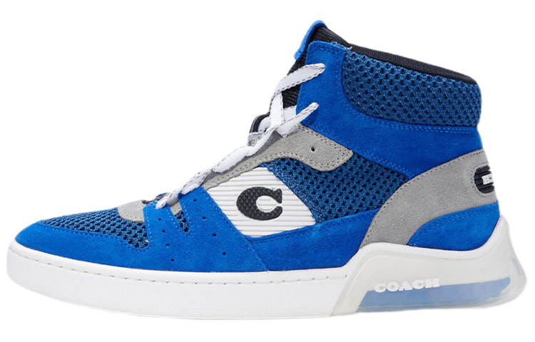 COACH CitySole Leather Suede High top Stylish Skateboarding Shoes Men's Blue