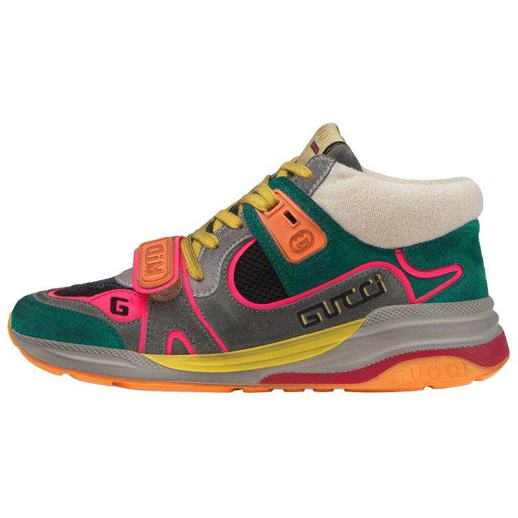 GUCCI Ultrapace Suede Mid top Athletic Shoes Casual Shoes Women's Gray Green