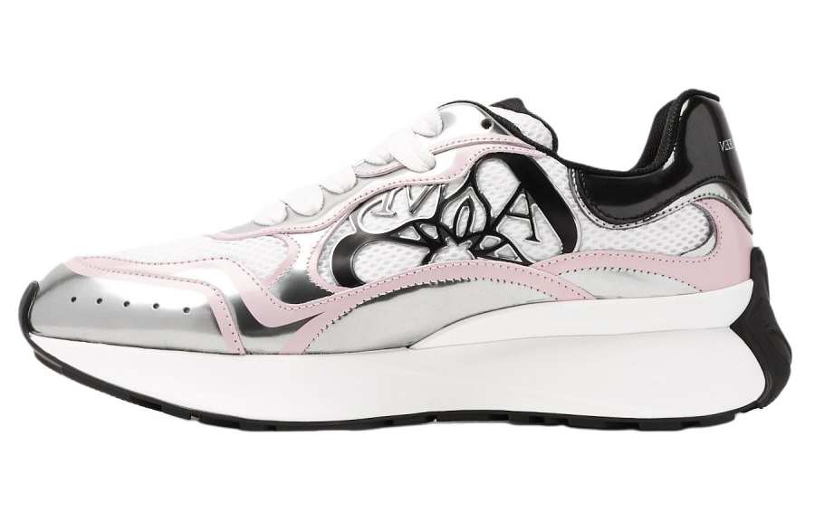 Alexander McQueen Seal Logo Low White Silver Pink Women's