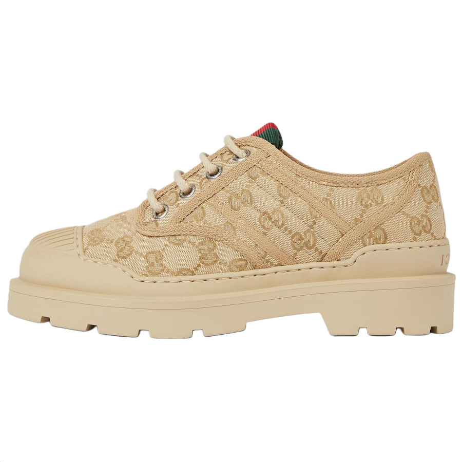 GUCCI Web Canvas Shoes 1.5cm Women's Beige