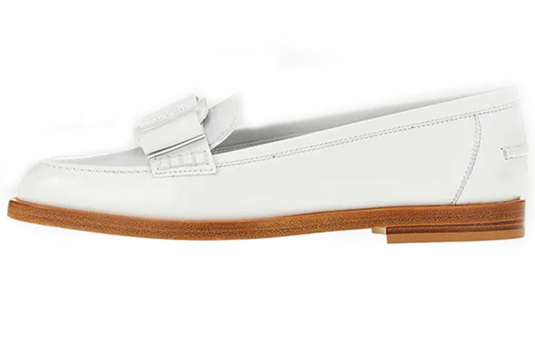 FERRAGAMO Viva Loafers Calfskin Casual Shoes Women's White