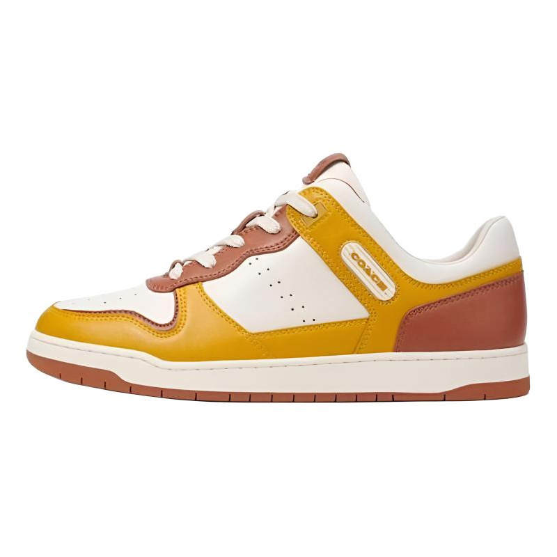 COACH Low top Stylish Skateboarding Shoes Men's Yellow Brown