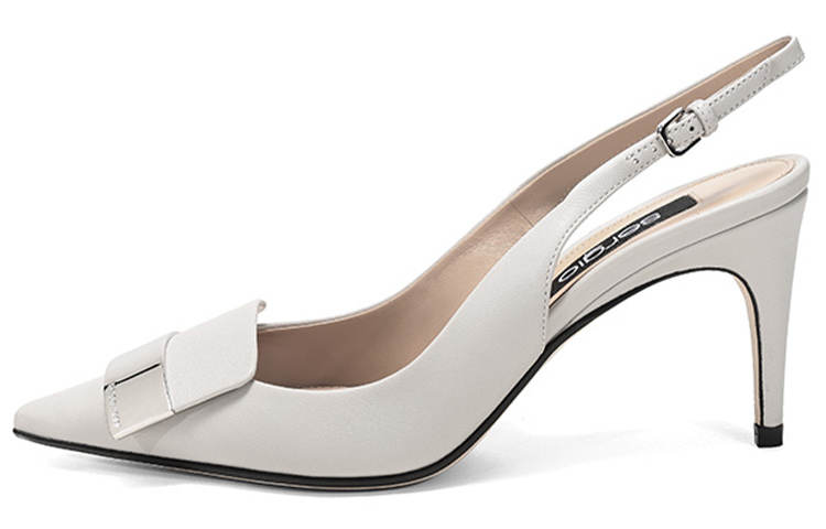 SERGIO ROSSI Leather Slim Heel High Heels Women's Gray